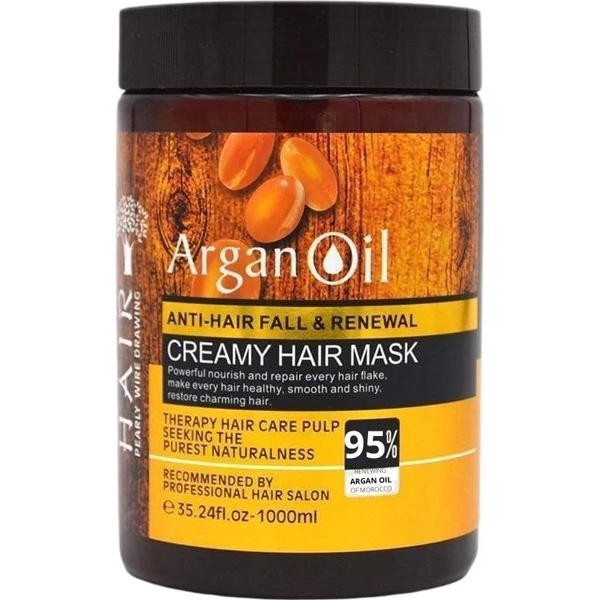 ماسک مو لایتنس اصل مدل آرگان اویل داخل حمام تقوت کننده و ضد ریزش مو 1000 میل | Lightness Argan Oil Creamy Hair mask Anti Hair fall & Renewal 1000ml